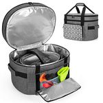 YARWO Slow Cooker Travel Bag with Bottom Board Compatible for Crock-Pot and Hamilton Beach 6-8 Quart Oval Slow Cooker, Double Layers Slow Cooker Carrier, Gray with Arrow (Bag Only)