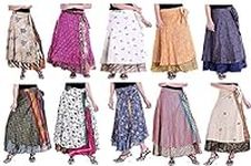 5 Pieces Set Sari Silk WRAP Skirt f