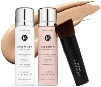 MagicMinerals AirBrush Foundation Set by Jerome Alexander – 3pc Set Includes Primer, Foundation and Kabuki Brush - Spray Makeup with Anti-aging Ingredients for Smooth Radiant Skin (Fair)