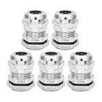 sourcingmap Cable Gland M16 Metal Waterproof Cable Glands Joints Adjustable Connector for 4-8mm Dia Wire Range, Pack of 5