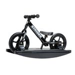 Strider 12” Sport Bike (Black) + Rocking Base - Helps Teach Baby How to Ride a Balance Bicycle - for Kids 0 to 4 Years - Easy Assembly & Adjustments