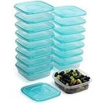 FRESHLY CONTAINED 16 Pack Square Plastic Food Containers - 710ml / 25oz BPA-Free Reusable Storage Boxes with Lids - Microwave, Freezer and Dishwasher Safe - Airtight Containers/Lunch Boxes