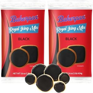 Bakerpan Black Royal Icing Mix for Decorating Cookies and Cakes - 16 Ounces - 2 Pack (Made in USA)