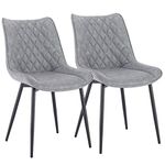 WOLTU Dining Chairs Set of 2 pcs Kitchen Counter Chairs Lounge Leisure Living Room Corner Chairs Grey Leatherette Reception Chairs with Backrest and Padded Seat