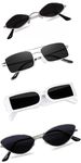 Sheomy Unisex Combo offer pack of 4 shades glasses Square Sunglasses Rectangle Retro Vintage Narrow Women::Men Small Narrow Square Sun Glasses Combo offer pack of 4 MC-003