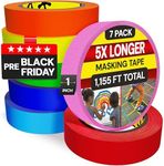 Colored Masking Tape - 7 Rolls, 55 Yd x 1 In Each - 1,155 Ft of Colored Tape - Painters Tape 1 Inch Wide - Vibrant Colors Rainbow Tape - Colorful Tape - Great for Craft, Labeling & Classroom Projects