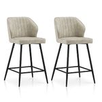 TUKAILAi Bar Stools Set of 2 Faux Leather Kitchen Counter Chairs Barstools with Footrest and Metal Legs, High Back Upholstered Breakfast Dining Stools for Home Kitchen Island Pub