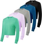 5 Pack: Womens Plus Size Just My Crop Top High Waist Dry Fit Active Wear Yoga Workout Athletic Clothes Running Gym Exercise Ladies Long Sleeve Crew Scoop Neck Wicking Tees T-Shirt Winter- Set 11, 3X