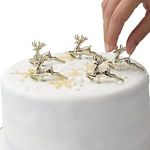 Cake Toppers Merry Christmas Cake Decoration 6-10 Pieces Cupcake Toppers Multi Purpose Decoration (Gold Reindeer)