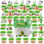 35Pcs Golf Cupcake Toppers Set - Includes Trophy, Lawn, Golf Shoes, Bag, Ball, Carts, Perfect for Sports Themed Parties, Baby Showers, and Birthday Decorations