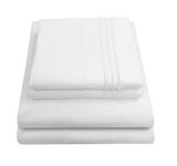 Sweet Home Collection 1800 Thread Count Sheet Set – Soft Egyptian Quality Brushed Microfiber Sheets – Luxury Bedding Set with Flat Sheet, Fitted Sheet, 2 Pillow Cases, White, Queen