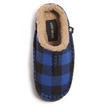 Lucky Brand Boys Buffalo Plaid Memory Foam Clog Slippers, Non Slip Rubber Sole House Shoes, Kids Cozy Fluffy Bedroom Clogs, Royal, 6 US Big Kid