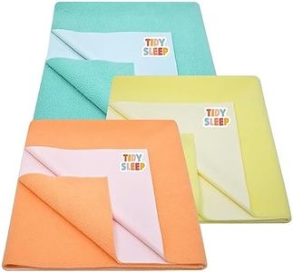 Tidy Sleep Instadry Anti-Piling Fleece Extra Absorbent Quick Dry Sheet for New Born Babies, Cotton Bed Protector Mattress Pack of 3 Peach-Blue-Green Small (70x50) cm