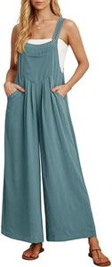 IWOLLENCE Jumpsuit for Women Wide Leg Overall Women's Dungarees with Adjustable Straps and Pockets Maternity Jumpsuit Blue Green X-Large