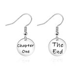 WUSUANED Book Lover Gift Chapter One And The End Earrings Literary Jewelry Bookworm Gift (Chapter one earrings)