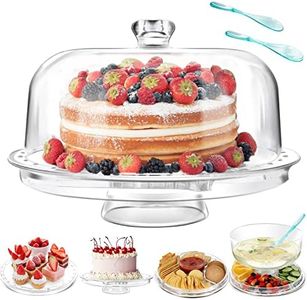 Masthome Cake Stand with Demo Cover, 6 in 1 Multi-Functional Serving Platter Display Stand for Christmas Wedding Party, Acrylic Cake Plate/Salad Bowl/Dessert Platter, BPA-Free, Send 2 Spoon