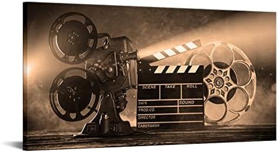 LevvArts Large Canvas Wall Art Classic Old Fashion Film Reels Poster Filmmaking Concept Scene Retro Sepia Pictures for Bar Pub Home Movie Theater Media Room Decor Ready to Hang 24"x48"