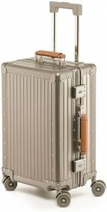 Varyleap All Aluminum Carry On Luggage 22x14x9 Airline Approved, Hard Shell Carry On Suitcase, Zipperless Luggage with Spinner Wheels for Business Trave (Titanium Gold, 20in)