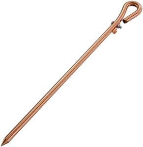 Portable Ground Rod - Copper Electrical Grounding Pin with Ground Wire Lug| Great for Electric Fences,Antennas,Satellite Dishes,Ground Post Pin,Tie Out Stake (Set of 1 Ground Pin)