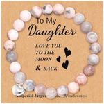 Gifts for Women Natural Stone Bracelet Heart Charm Bracelet Healing Beaded Bracelet for Stress Relief Birthday Christmas Gifts for Mom Daughter Grandma