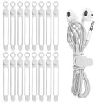 Nearockle 16Pcs Silicone Cable Straps Wire Organizer for Earphone, Phone Charger, Mouse, Audio, Computer, Reusable Fastening Cable Ties Cord Organizer in Home, Office, Kitchen, School (White-11.99)