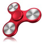 Aolcev Fidget Spinner Hand Spinner Fidget Toy Stainless Steel Metal 4-10 Minutes Fast Bearing Spins Hand Spinner Tri Finger Gyro Toy ADHD EDC Anxiety Stress Relief Toys for Kids and Women Men-Red