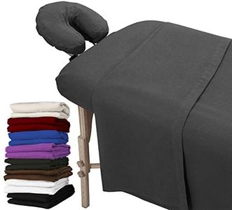 London Linens Extra Thick 100% Cotton Flannel Massage Table Cover Sheet 3 Piece Set (Greenish Grey)