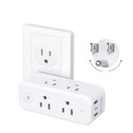 TROND Multi Plug Outlet Extender USB C, 360° Rotating Plug, 6 Outlet Splitter, 3 USB Wall Charger, Electrical Multiple Outlet Plug Expander, 1440 Joules Surge Protector Power Bar, Travel Essentials