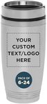 DISCOUNT PROMOS Custom Stainless Steel Tumblers 16 oz Set of 6/12/24 Personalized Bulk Pack Perfect for Coffee Soda Other Hot Cold Beverages - Silver