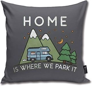 QMS CONTRACTING LIMITED Throw Pillow Cover Camping Home is Where We Park It Camper Van Gift Decorative Pillow Case Home Decor Square 18 x 18 Inches Pillow Case