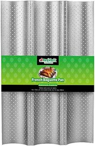 AMAGABELI GARDEN & HOME French Baguette Pans for Baking 15”x9.6” Nonstick Carbon Steel 3 Loaf Perforated Bread Tray Bake Mold Toast Bakeware Silver BG283