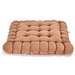 Noa Store Biscuit Cushion - Biscuit-Shaped Floor Cushions - Yoga Biscuit Pillow for Sitting on Floor - Foam Floor Lounger - Tufted Comfy Chair Pad - Foor Pillow - Brown