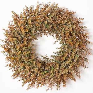 32" Large Artificial Autumn Eucalyptus Wreath with Seeds (Fall Orange)