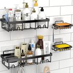 Moforoco Shower Caddy Shelf Organizer Rack, Self Adhesive Black Bathroom Shelves Basket, Home Farmhouse Wall Shower Inside Organization and Storage Decor Rv Accessories, First Apartment Essentials