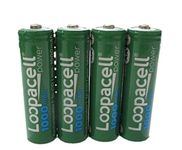 LOOPACELL 4 AA Rechargeable NiCD Battery, 1.2V 1000mAh High Capacity AA Batteries