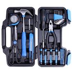 CARTMAN 39piece Cutting Plier Tool Set General Household Kit with Plastic Toolbox Storage Case Blue