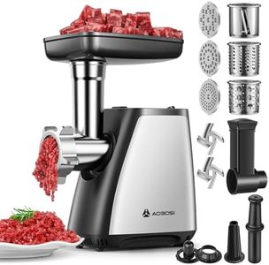 AAOBOSI Electric Meat Grinder, 4-in-1 Meat Mincer Machine [2800W Max] with 3 Slice, Shred Blades, 2 Blades, 3 Plates, Sausage Stuffer, Kubbe Kit, for Home Kitchen Use, Stainless Steel