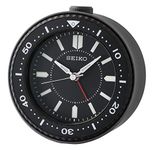 SEIKO Qhe184Kn Black Metalic Color Table Alarm Analog Clock With Dial Light And Aa Battery (9.5 X 9.5 X 5) Cm