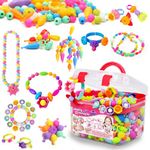 FunzBo Snap Pop Beads for Girls Toys Kids Jewelry Making Kit Pop-Bead Art and Craft Kits DIY Bracelets Necklace Hairband and Rings Toy for Age 3 4 5 6 7 8 Year Old Girl Christmas Gifts (Large)