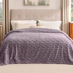 Bedsure Sherpa King Size Blanket for Bed- Fleece Soft Cozy Fuzzy Cable Blankets for Women, Thick Warm for Winter and All Seasons, Light Purple, 108x90 Inches