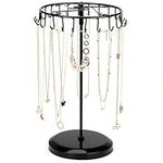 BELLE VOUS Black Rotating Jewellery Stand - Jewellery Display Stand for Necklace Storage/Earring Storage - Necklace Stand Jewellery Holder Tower Rack