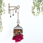 SADHUBELA Wrought Iron Panjarika Antique Cage Candle Diya Lantern Wall Mount Flower Cage (Golden)