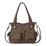 Purses and Handbags for Women Large Hobo Shoulder Bags Soft PU Leather Multi-Pocket Tote Bag (Mud)