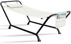 Sorbus Cozy Hammock Bed- Patio Hammock with Stand w/Pillow and Storage Pockets- Heavy Duty 500lbs Support- Durable Outdoor Hammock- For Patio, Garden, Backyard, Poolside- Weather Resistant Outdoor Bed