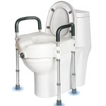 REAQER Toilet Seat Riser with Handles and Legs Perfect for Elderly and Disabled Toilet Frame and Commode Disability Elevator aids