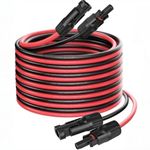 【16FT 12AWG Solar Panel Cable】DERUXI 4mm² 5M Solar Cable MC4 Connectors Solar Panel Extension Cable Female/Male Solar Panel Connectors Solar Extension Cable IP67 Wires for Home RV PV Panel (Red/Black)