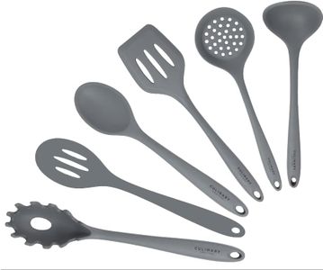 Culinary Couture Grey Silicone Kitchen Utensils Set of 6, Non-Stick Heat-Resistant Silicone Kitchen Utensils Set with Steel Inner Core
