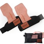 Frelaxy lifting Grips Women and Men, Weight lifting Wrist Straps with Cushion Wrist Loop, Double Layer Leather, and Storage Pouch, Gym Gloves for Deadlift and Powerlifting (Pink/Black)