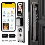 GOLENS X110 Pro Stylish Upgraded Smart Door Lock LCD Display, Camera with 3D Face Recognition, Fingerprint, WiFi, Mobile App, PIN, RFID Card and Manual Key Access Digital Door Lock