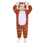 maxToonrain Kids Tiger Costumes - Boys and Girls Halloween Animal Fancy Dress Tiger Onesie for World Book Day/Book Week and Christmas Theme Party (5-6 Yrs, 120CM)